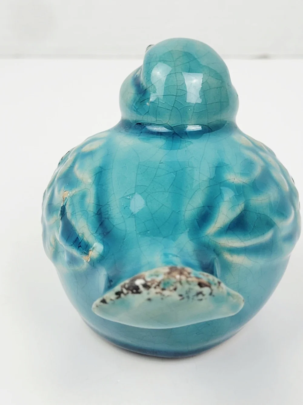 RAZ Imports Resin Stone Textured Chickadee~Ceramic Bitossi Style Bird~Turquoise